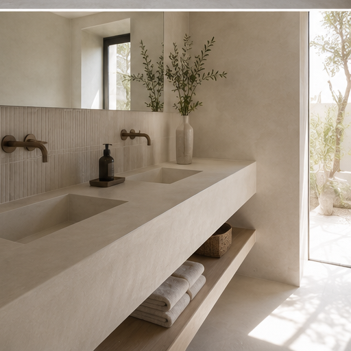 Fluted Vanity, Benchtop & splashback · Microne Pro