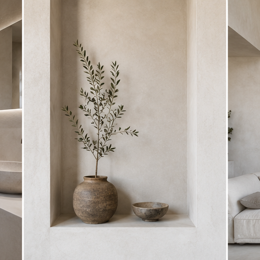 Sculpted Niche, Hand-trowelled wall detail · Microne Wall